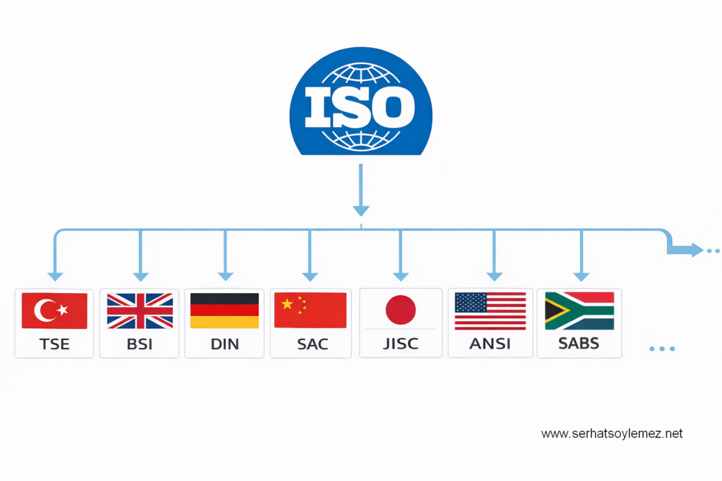 ISO ve ulusal standart kuruluşları: TSE, BSI, DIN, SAC, JISC, ANSI, SABS