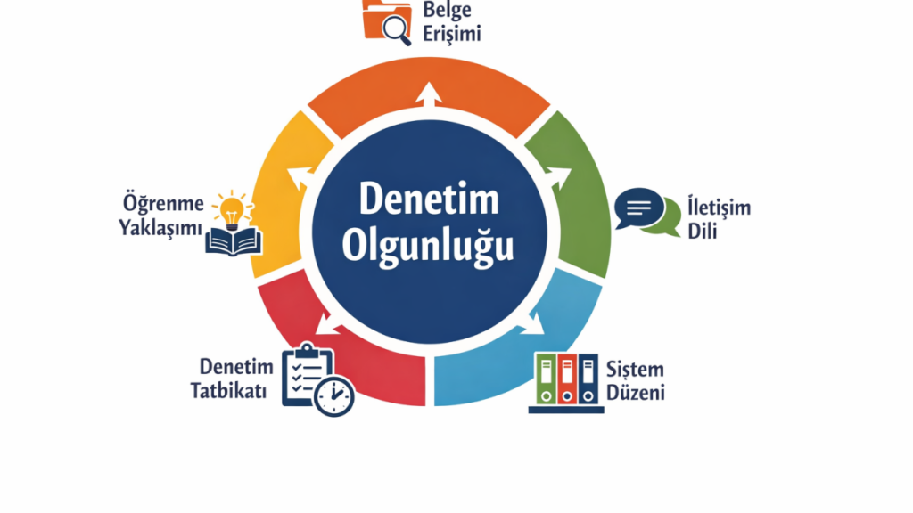 Denetime hazırlık ve kurumsal olgunluk ilişkisini anlatan Denetim Psikolojisi görseli